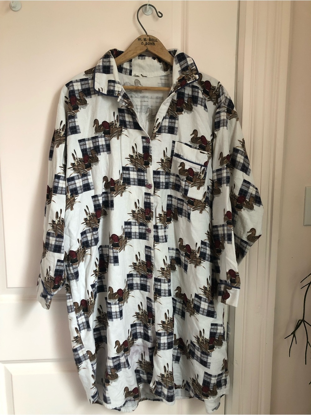 Vintage unisex Duck Night Shirt Cotton Flannel